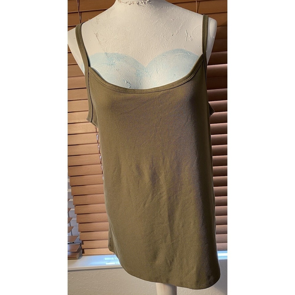 No Boundaries Olive Green Ribbed Knit Tank Top Sleeveless Casual Blouse XXXL 3XG